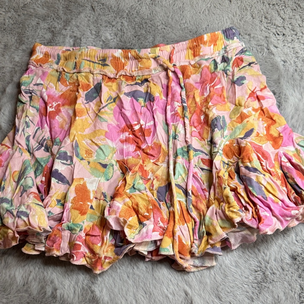 Vici Pink and Orange Floral Skirt